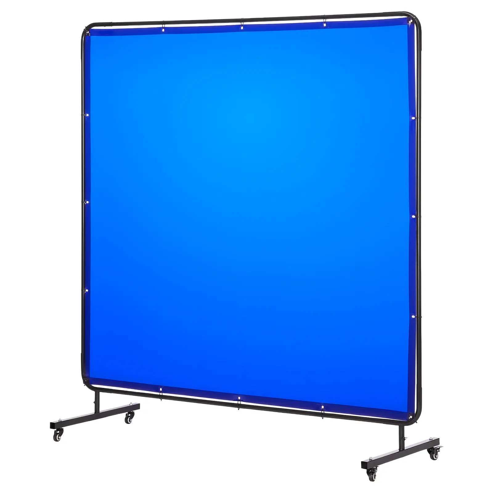 VEVOR Welding Screen with Frame, 6x 6 FT Welding Curtain Screen, Flame-Resistant Vinyl Safety Protection Screens with Lockable Swivel Wheels 6-Level UV Protection for Workshop/Industrial Use, Blue