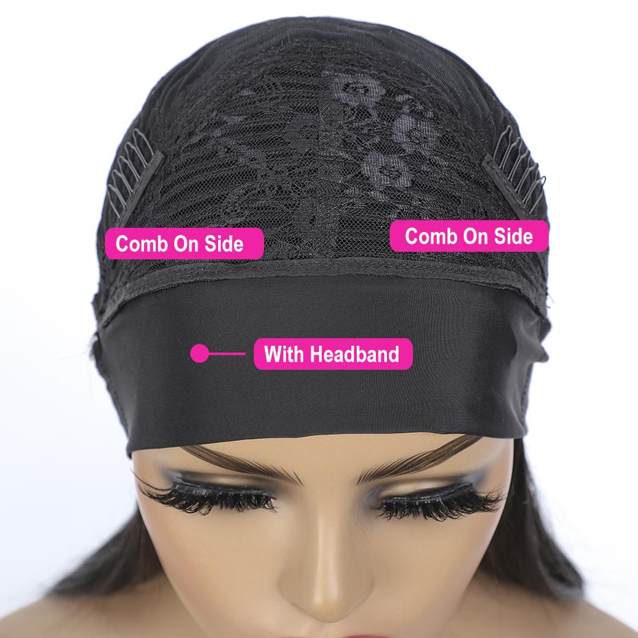 Bling Hair Headband Wig Deep Wave Human Hair For Women Glueless Short Curly Cheap Wig Fall Machine Made Non Lace Brazilian Remy Hair TikTokShopStockUp