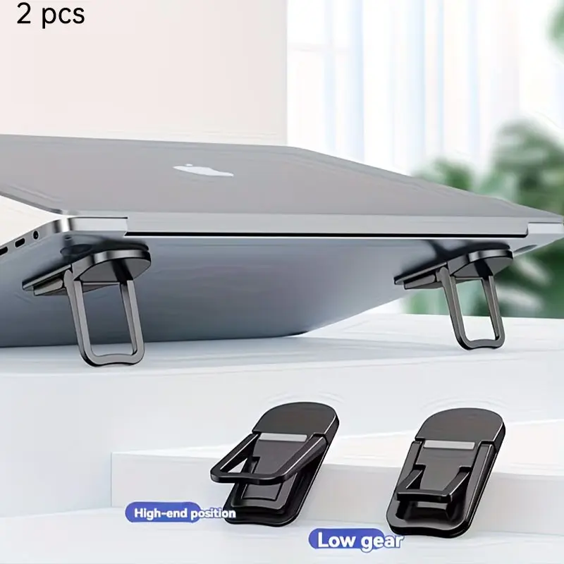 Adjustable Laptop Stand, Portable Folding Computer Cooler Base, Elevating Stand, 2 Pieces, Heat Dissipation, Easy to Carry, Laptop Cooling Stand