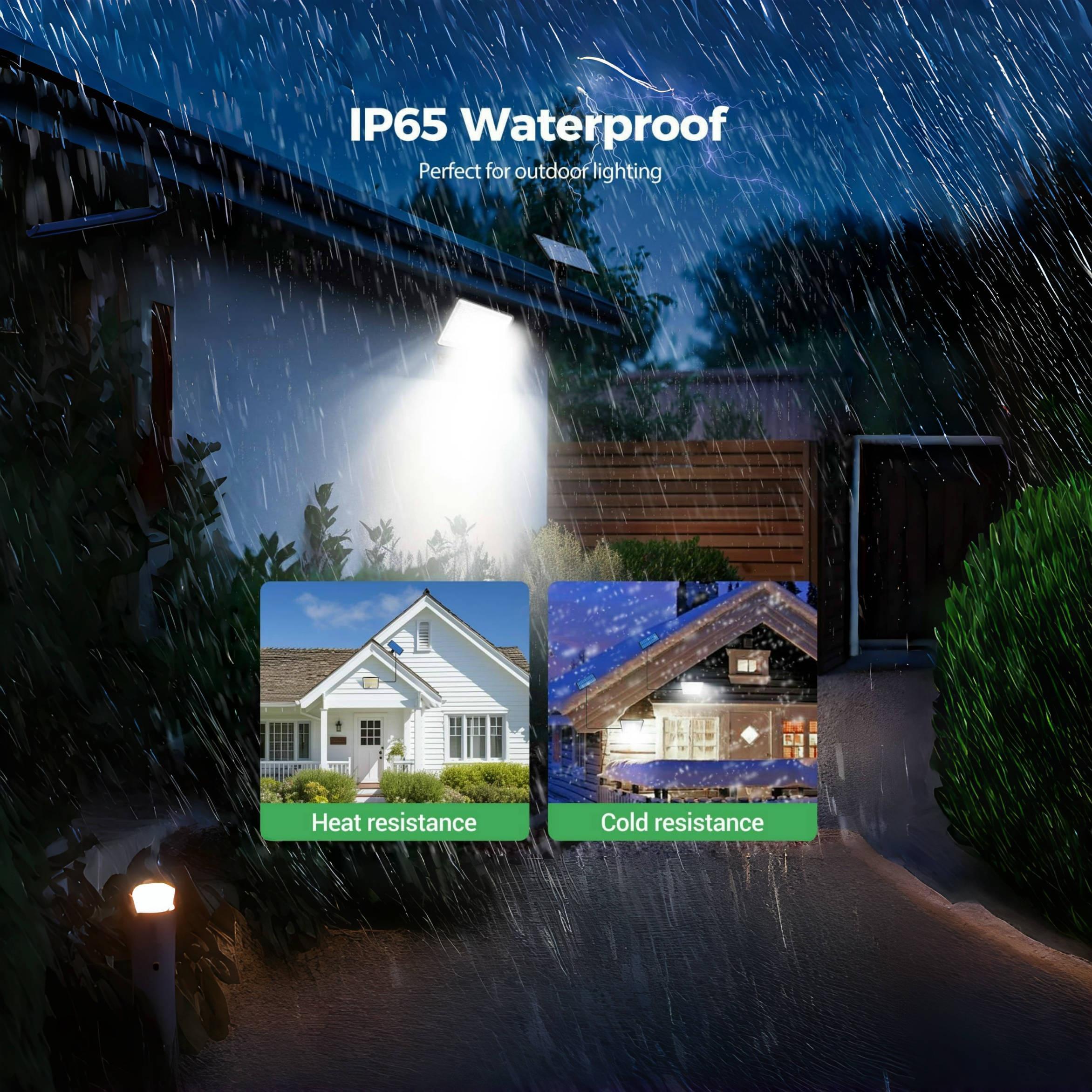 Solar Powered Outdoor Light, 204LED Remote Security Light Outdoor Motion-Sensor, Waterproof Garden Light, Flood Light for Yard Shed Garage Outside, Solar Flood Lights