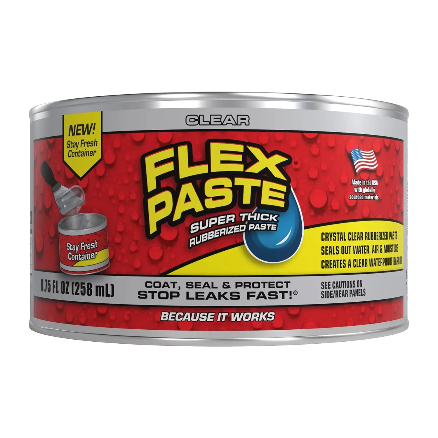 , Waterproof Paintable, Spackle Sealant, Fill Gaps Cracks Holes - Block Out and Air - UV Resistant -,, EPDM, Concrete, Roof, RV Repairs, Clear, Half-Quart
