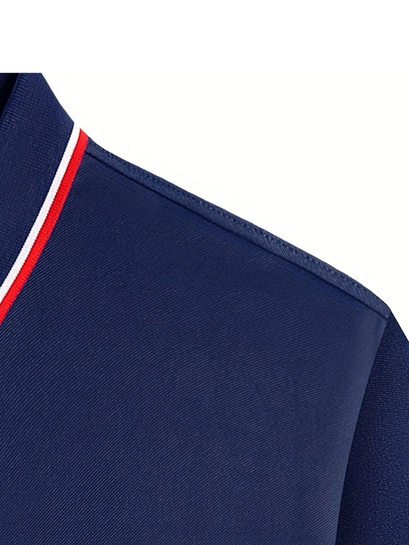 Men's Letter Graphic Short Sleeve Polo Shirt, Regular Fit Casual Striped Trim Half Button Collar Top for Summer, Fashion Men's Clothes for Daily Wear, Polo Shirts for Men, Summer Outfits 2024, Polo Clothes, Fitted Aesthetic