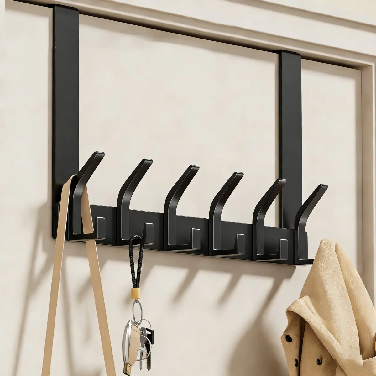 1pc tall Over The Door hanger with hook, easy to install, no need to punch holes hanging metal Over The Door hanger, for hats, keys, home space saving storage, for entrance, bathroom, bedroom, home, dormitory，His comments, hanging his bag, hangers