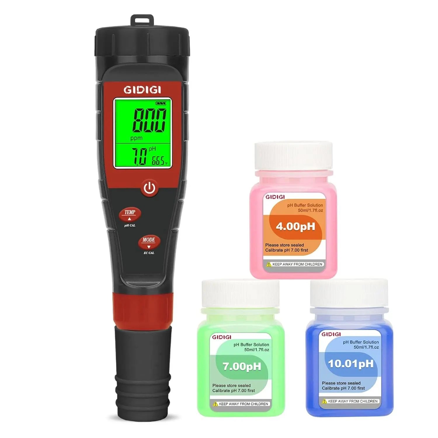 4-in-1 Digital pH-TDS-EC-PPM Meter Tester - Tests Water pH, Conductivity, Plant Nutrients - for Drinking Water, Hydroponic Systems, Indoor Plants