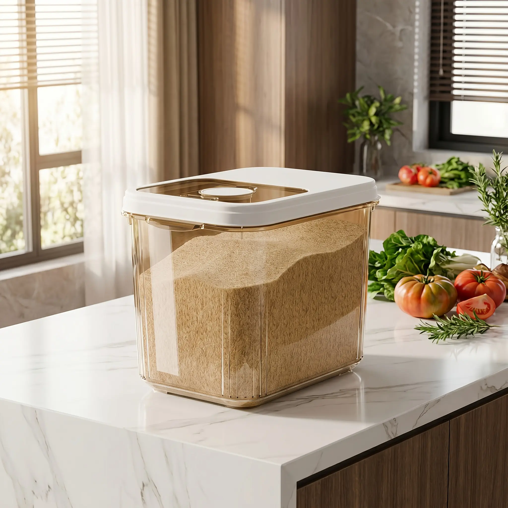 Multiple sizes: 11.02/22.05/33.07 pounds, Clear storage box, Rice storage container, Transparent sealed sliding lid, Food dispenser, Moisture-proof and pest-proof, Suitable for pet food and home kitchen countertop storage and organization