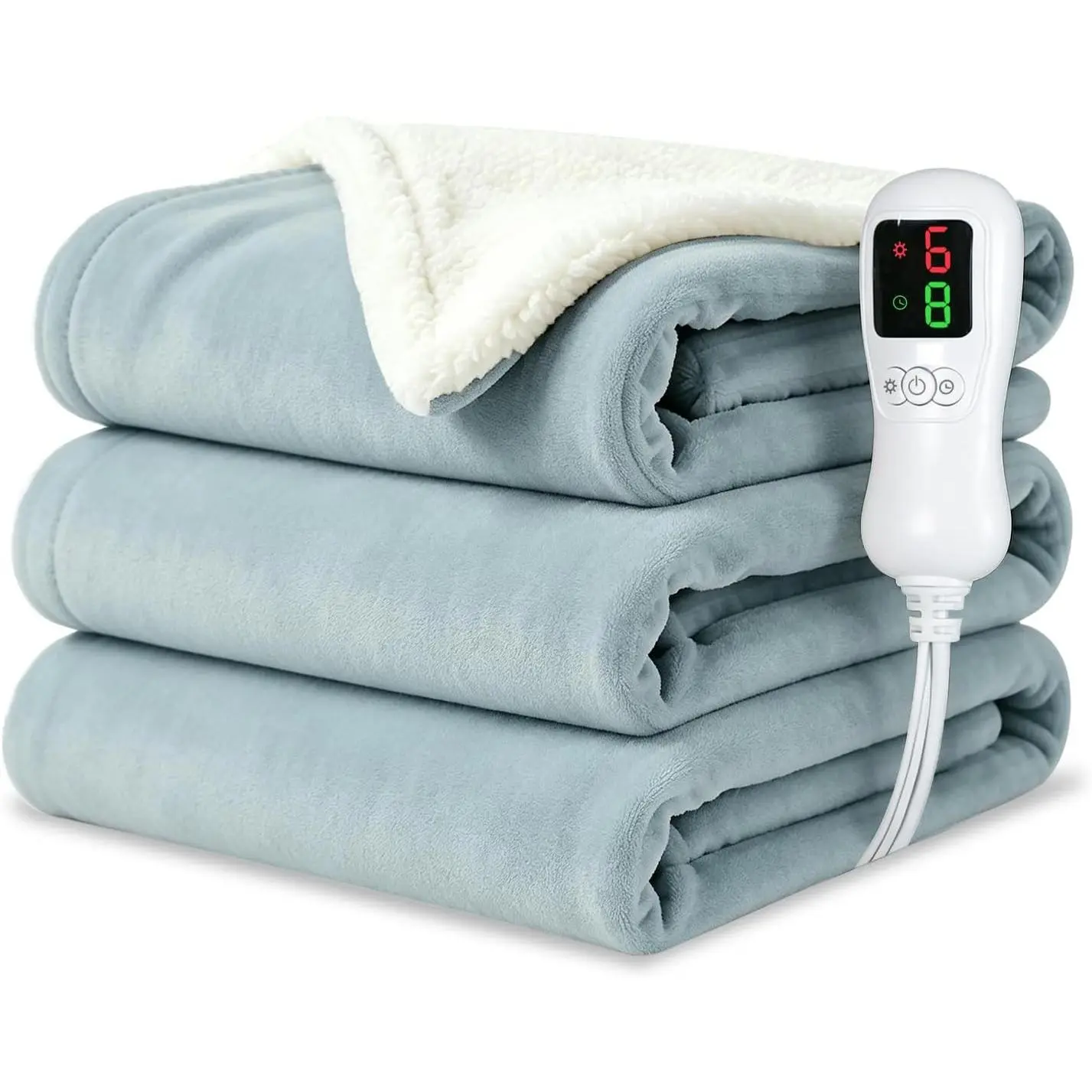 Women's Gray Full-Size Electric Heated Blanket (72"x84"), Soft Flannel, 9 Heating Levels, 1-9 Hours Auto-Off, Fast Heating, Overheat Protection, Machine Washable Gift