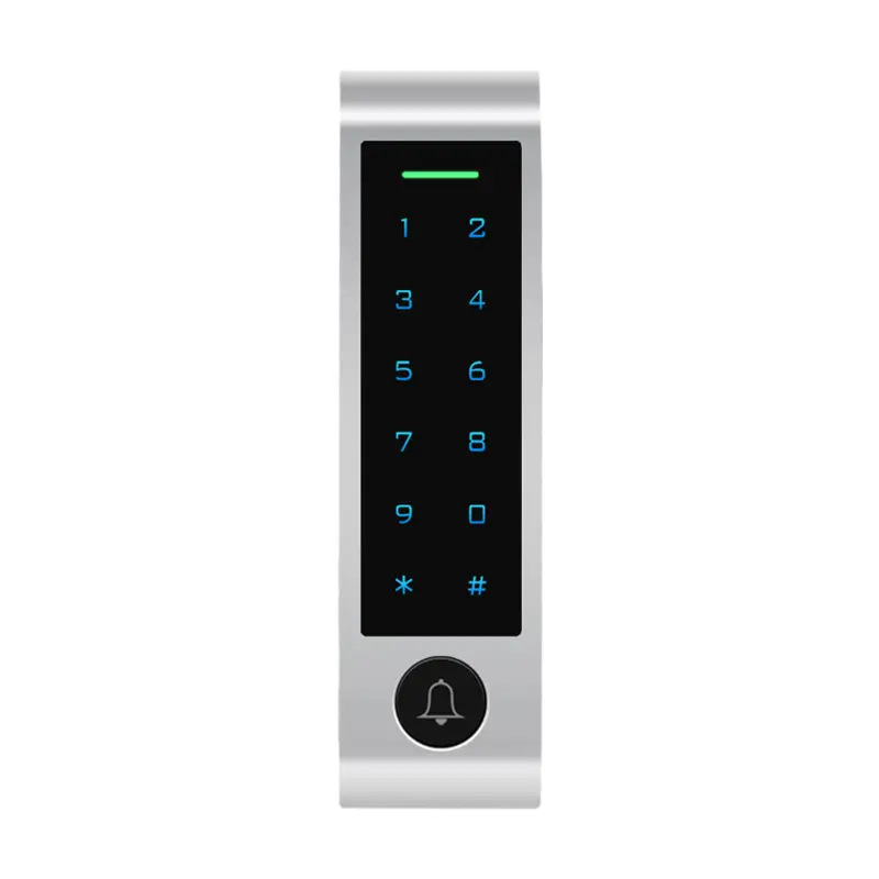 Curved Zinc Alloy WiFi Touch Access Machine - 15*3cm, Sealed Waterproof Design, Low Temperature Resistant, Anti-Break, Anti-Smash, High Precision Card Induction, Dual Unlock Modes (Password, Card Swiping), Indoor, Mobile App Compatible, Card Swipe, Wifi M
