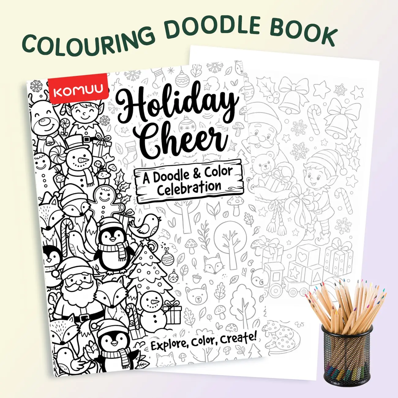 【The Perfect Gift for Children】Thick Paper Holiday Toddler Coloring Book , Smooth Writing Surface, Non-Translucent, Seasonal Patterns, Art Practice, 14.8x21cm, 1 Book