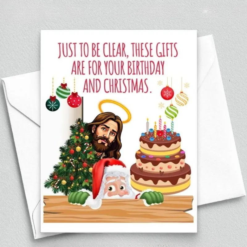 1pc Interesting December Birthday Christmas Card (including envelope)