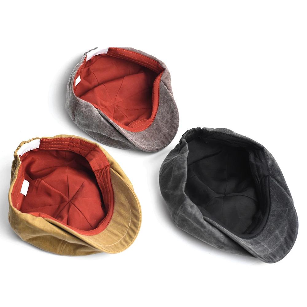 Unisex Four Seasons Cotton Newsboy Caps Men Women Octagonal Hat For Male Detective Hats Retro Flat Caps