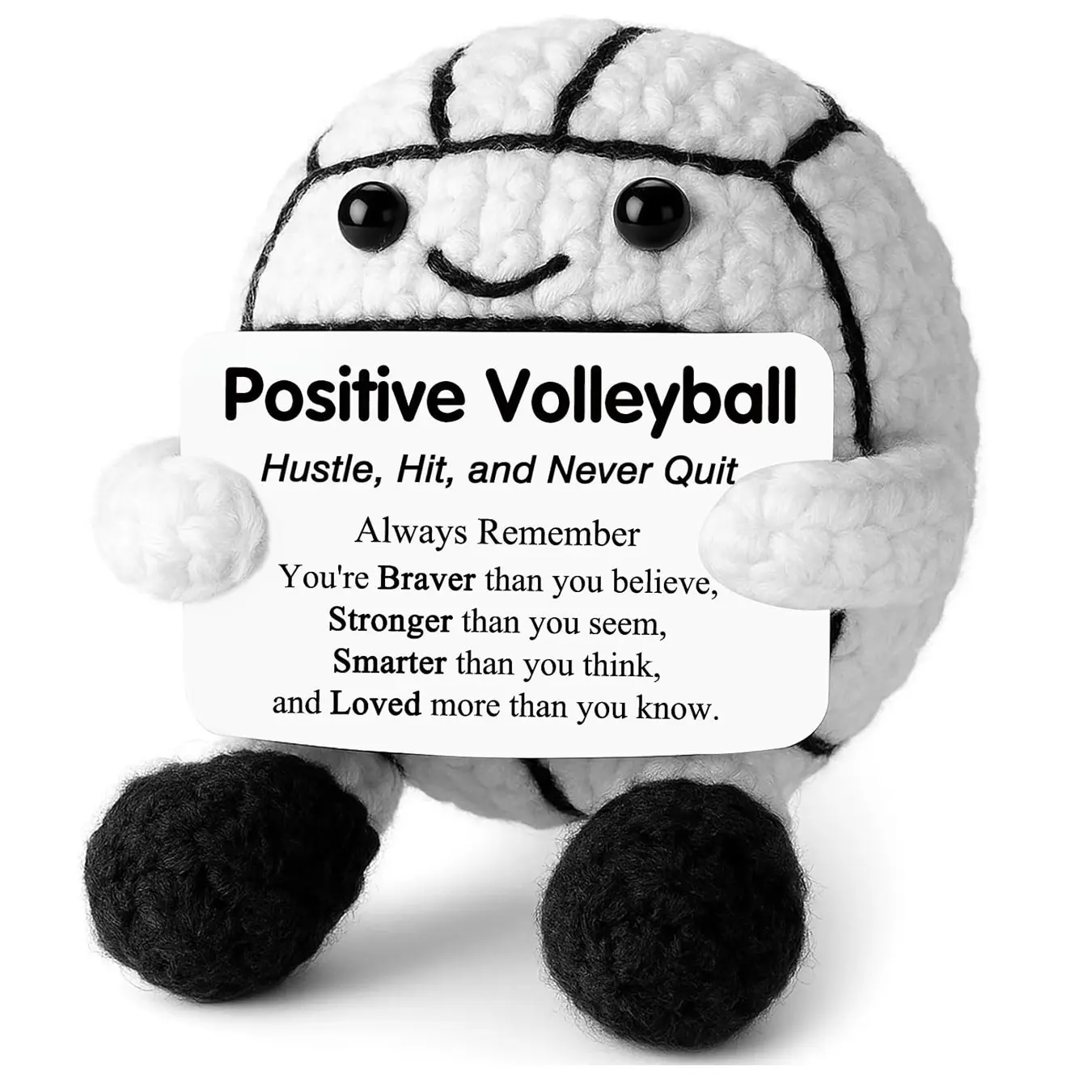 Positive Crochet Volleyball Gift, Amigurumi Emotional Support Knitted Ball, Birthday Present for Friends, Son, Daughter, Teammate, Graduation, Christmas, Valentine's Day, Soft Huggable, Crochet Figure