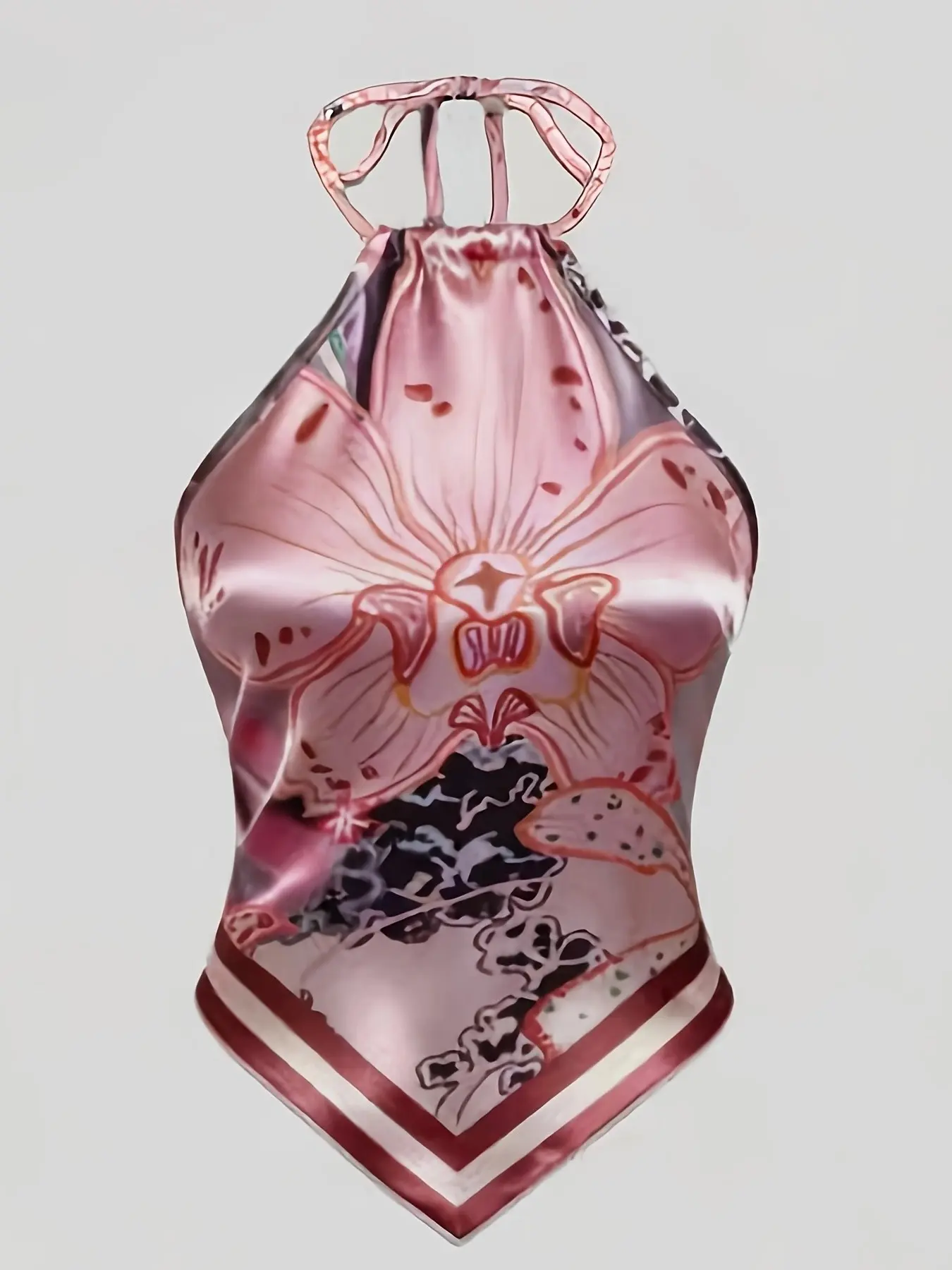 Y2K Floral Print Halter Top, Back Tie Design, Sexy Chic Summer Tank, Slimming Outerwear, Unique Style, Perfect for Ladies