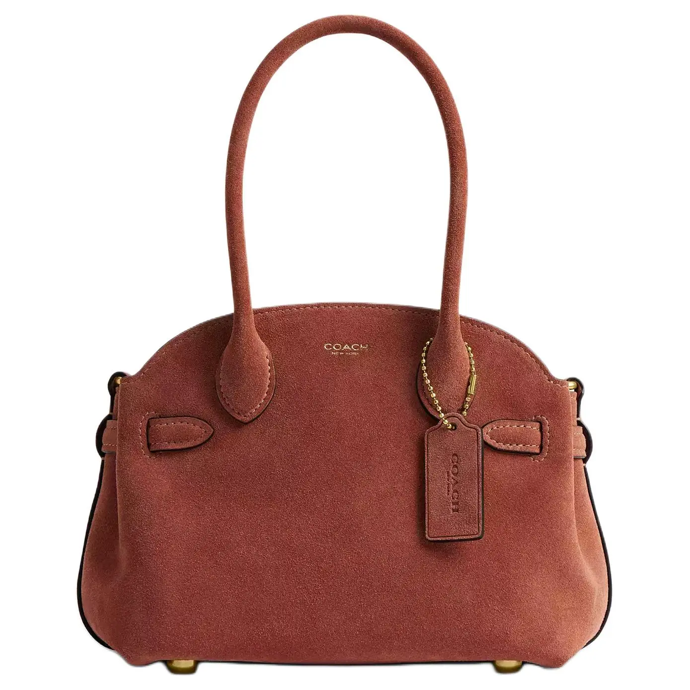 COACH Empire Carryall 21 Handbag for Women – Suede and Calfskin Blend, Clay Color