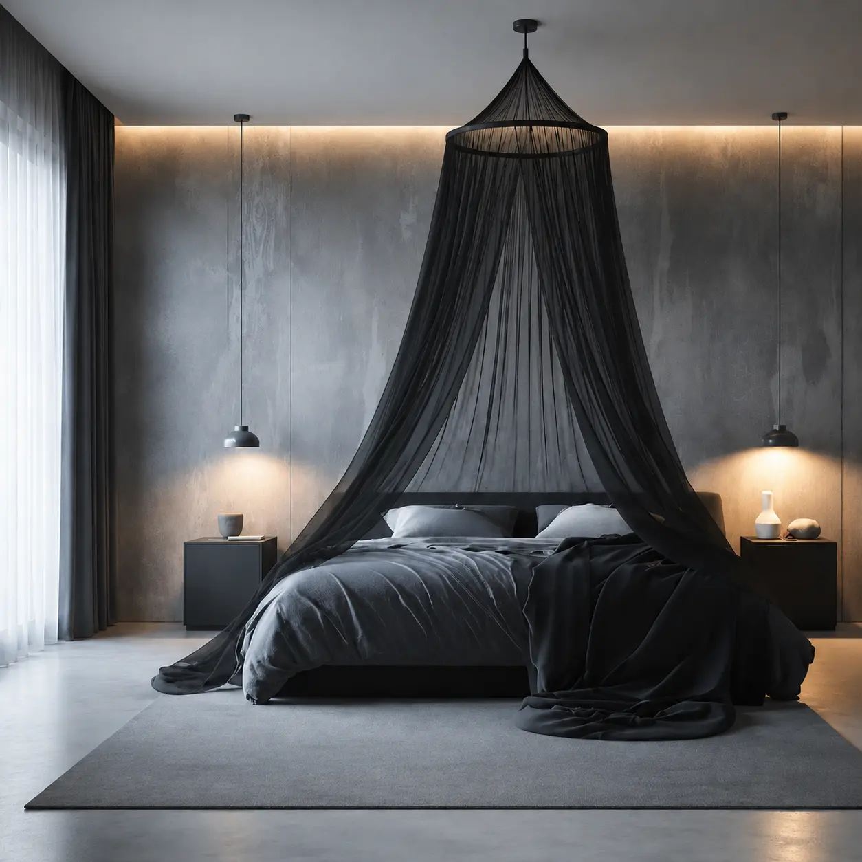 Mosquito net bedspread, drop from ceiling king size bedspread curtains, domed mosquito net, bedspread, twin bedspread, black trim, for all size beds