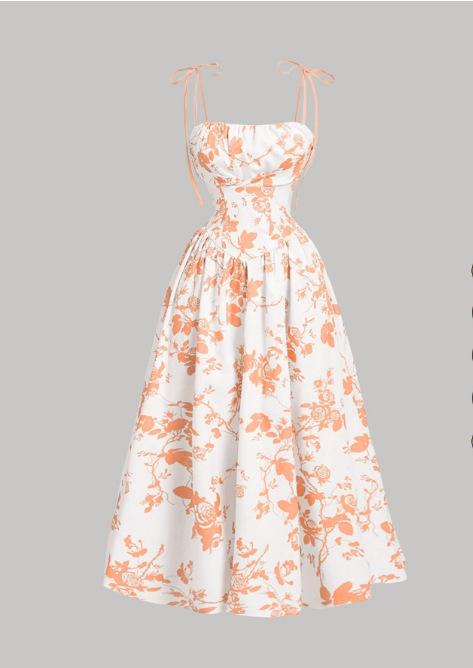 2026 vintage floral print temperament elegant intellectual waist slip dress for women