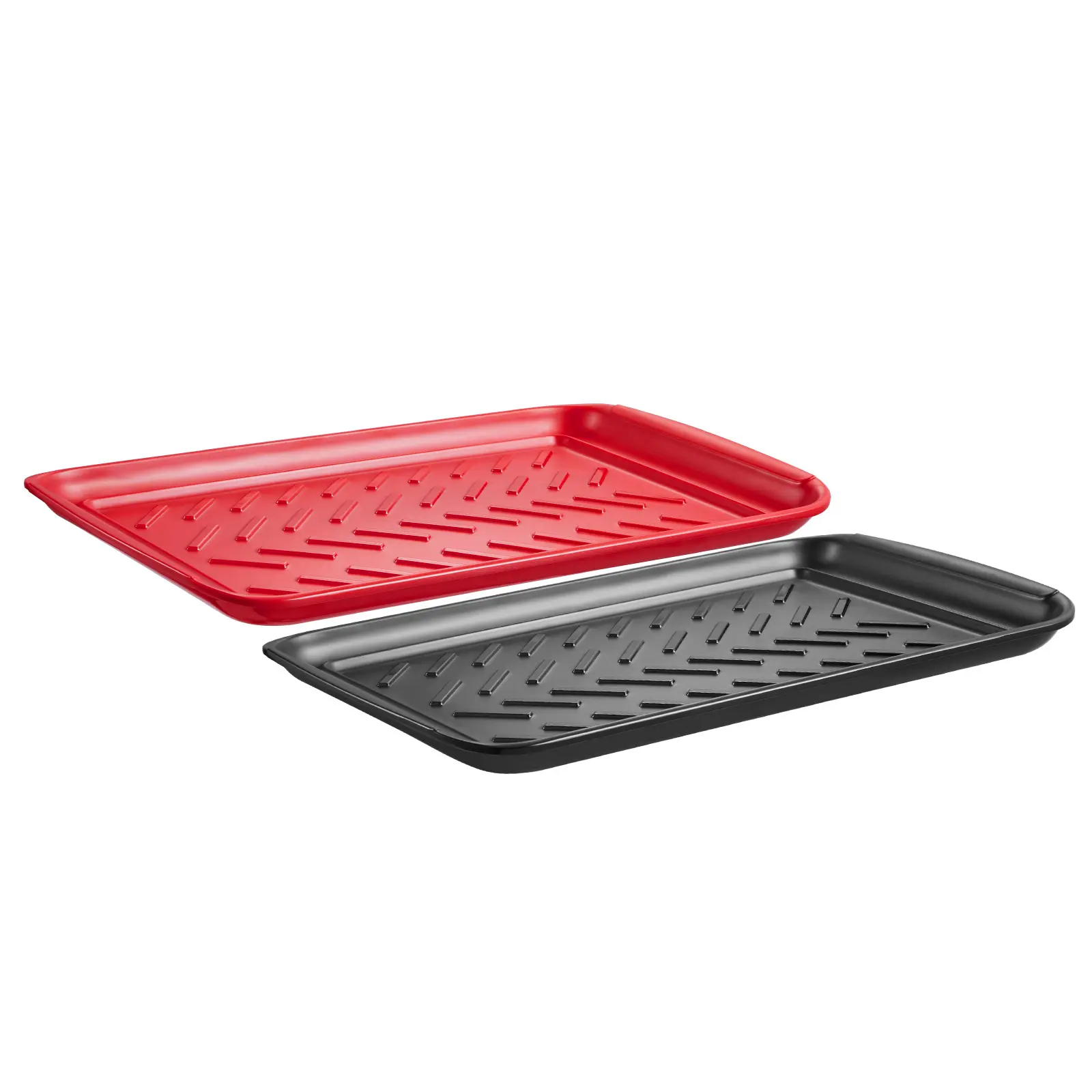 Plastic Serving Trays, Grilling Prep and Serve Trays with Handles, 11.02 lbs / 5.0 kg Maximum Load Capacity, Plastic Construction, 17 X 10.35 Inch Anti-Slip Melamine Food Tray