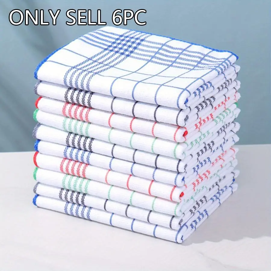 6 Counts Large Absorbent Dish Towels, Quick-Dry Soft Durable Kitchen Cloths, Ideal for Daily Cleaning Coffee Maker Bar Counter, 4 Colors