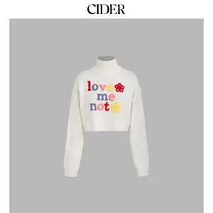 Cider [size 2-10] LOVE ME NOT High Neck Flower Knitted Crop Sweater