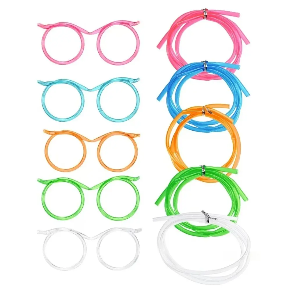 Novelty Straw Glasses in Playful Heart & Round Shapes, Reusable Hands-Free Drinking Frames for Parties, Bridal Showers, Funny Gag Gift for Coworkers, Heart Shape, Food Grade