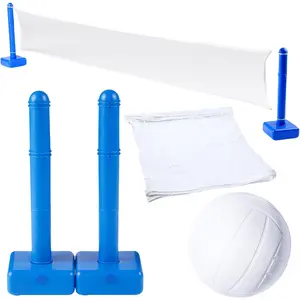Pool Volleyball Net Game Set - Adjustable Up to 20 Feet Wide, 2 Water-Fill Bases, Easy Assembly for Kids & Adults, Compatible with Outdoor & Indoor Inground Pools