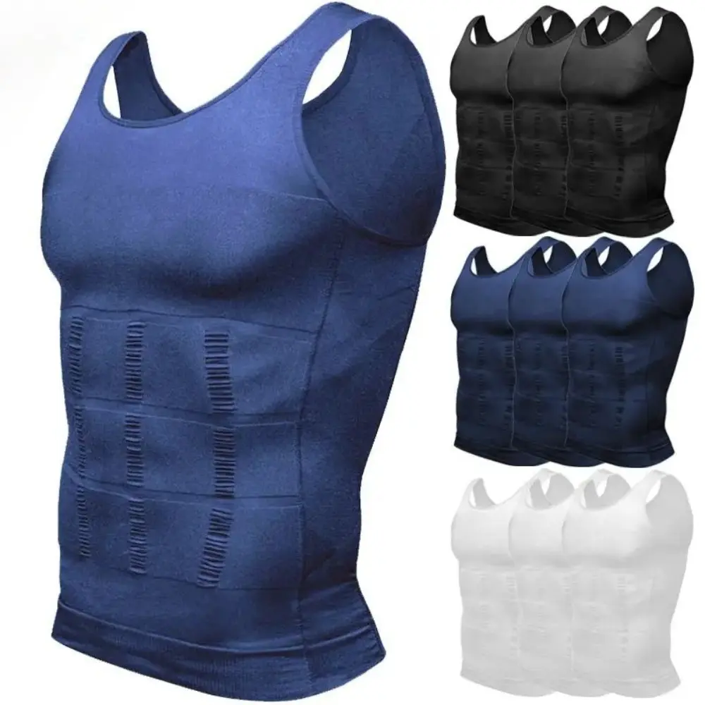 1/2/3 Pack Men's Round Neck Compression Sleeveless Shaping Vest All Seasons Workout Fitness Shapewear Menswear Underwear
