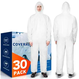 30 Pack Disposable Protective Coveralls, Heavy Duty Full Body Painters Suit for Men & Women with Elastic Wrists, Ankles and Hood, Available in 4 sizes-X-Large