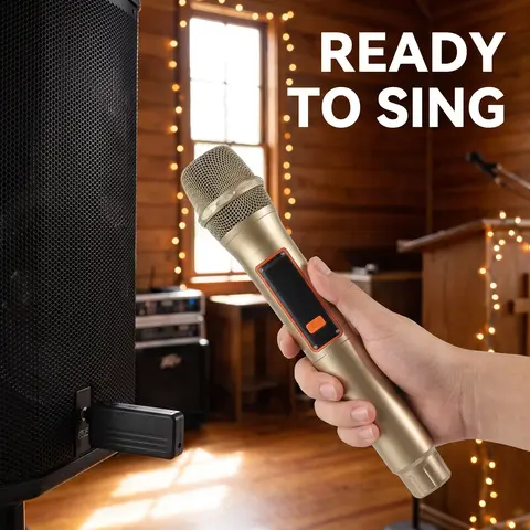 LMBGM W6 Wireless Handheld Microphone, Singing Mic, USB PD Fast Charging, Rechargeable Battery, Plug and Play, Clear Sound Anti-Howling Mic with 6.35mm Receiver for Karaoke, Speeches, Weddings, Church Services and Parties