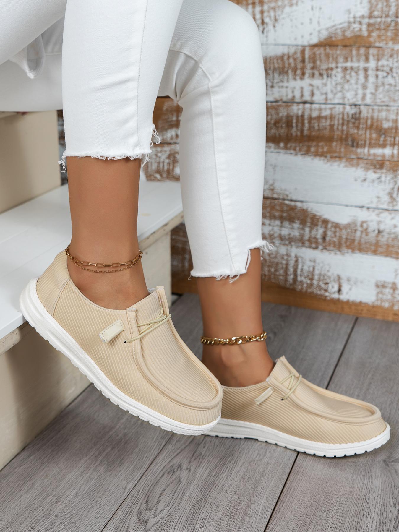 Women's 1 Pair Minimalist Fabric Slip Ons Casual Plain Round Toe Slip-on Shoes, Casual Comfortable Versatile Soft Sole Shoes For Daily Wear