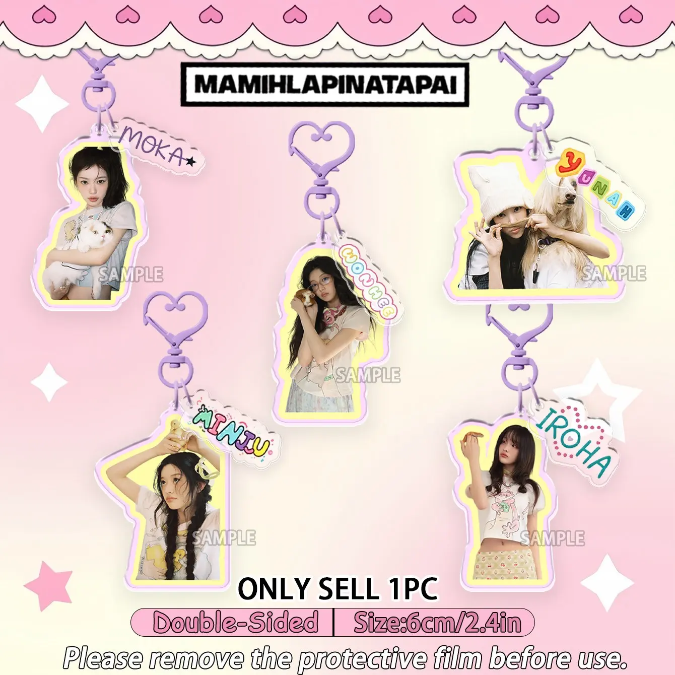 Illit Keychain Wonhee Iroha Yunah Moka Minju, Acrylic Name Tag, Fans Merchandise, Collectible, Bag Charm, Car Pendant, Birthday Gift, Party Favor
