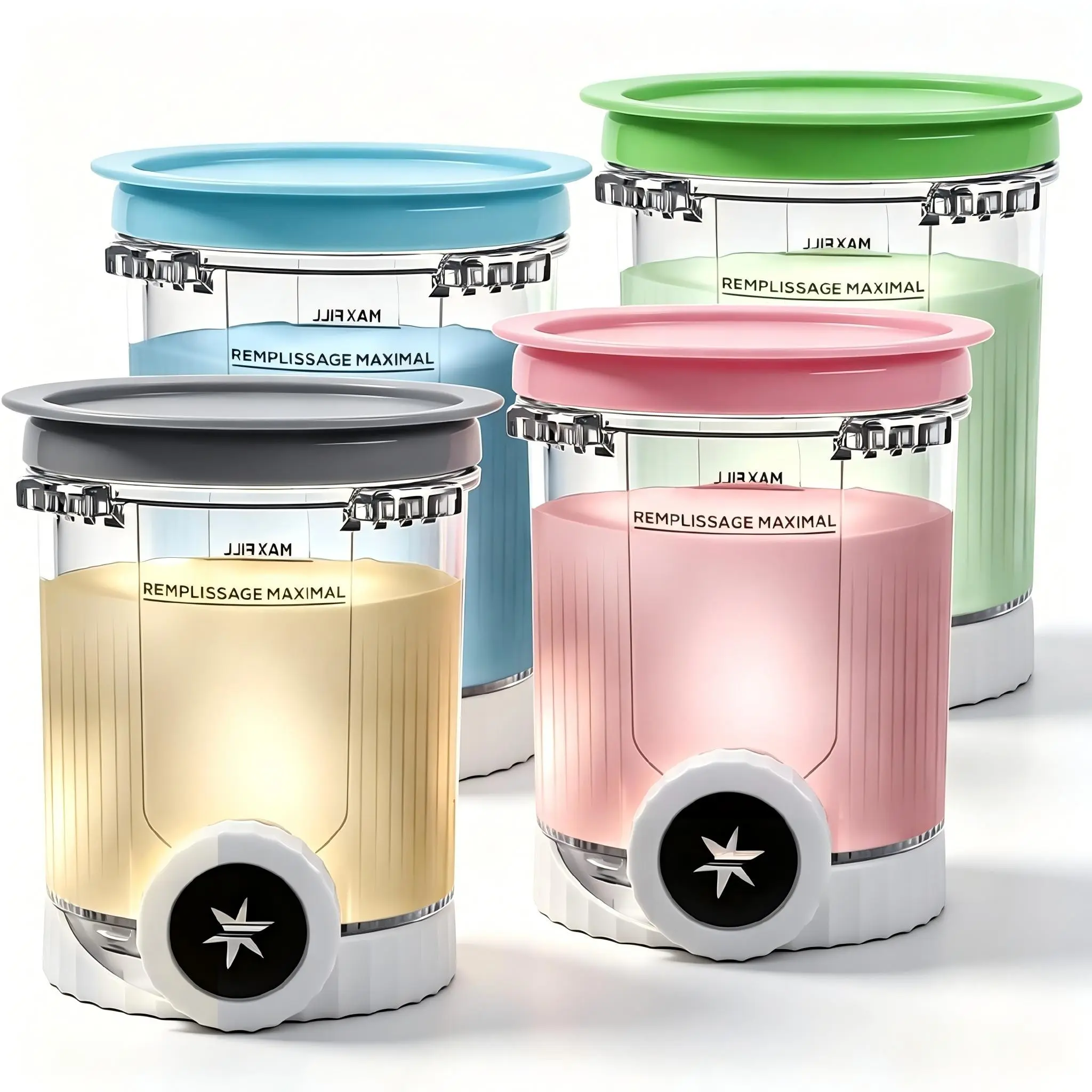 Creami Ninja Swirl Nc700 Series Pint Cups and Lids Replacement Set, 16oz Transparent Containers, BPA-Free, Fits Nc701, Nc701q, Cn701co Models