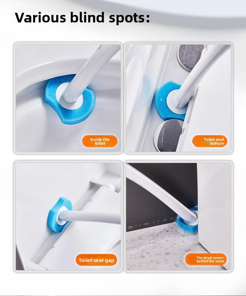 Disposable Toilet Brush with Holder, Deep Clean Toilet Scrubber with Replacement Heads, Quick Clean Toilet Brush for Bathroom, No Drilling