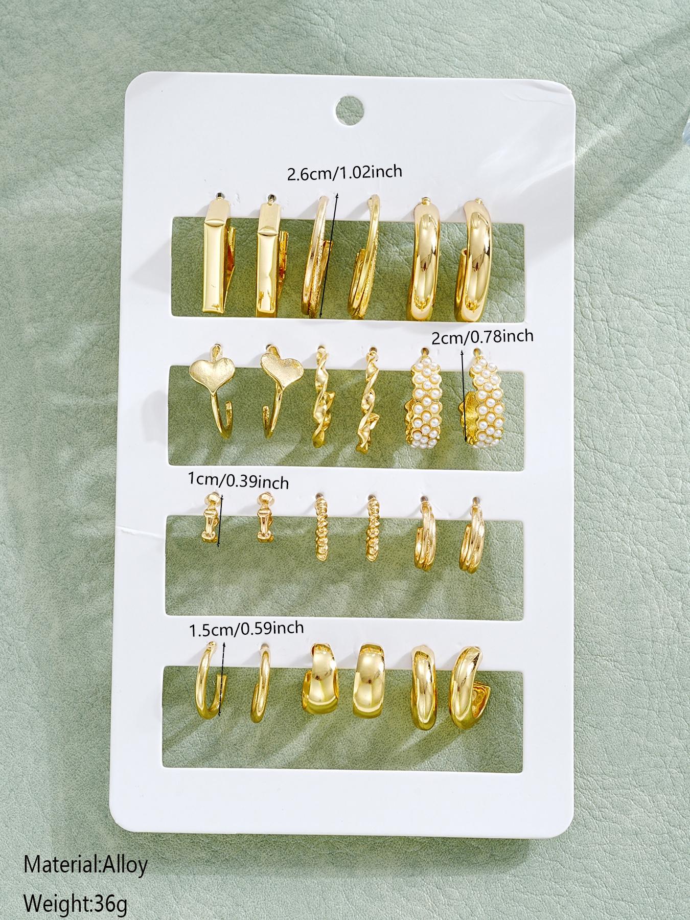 Simple Geometric Design Hoop Earrings, 6/12 Pairs Fashionable Earrings for Women & Girls for Party, Daily Clothing Decor, Trendy All-match & Exquisite Jewelry for Birthday Gift