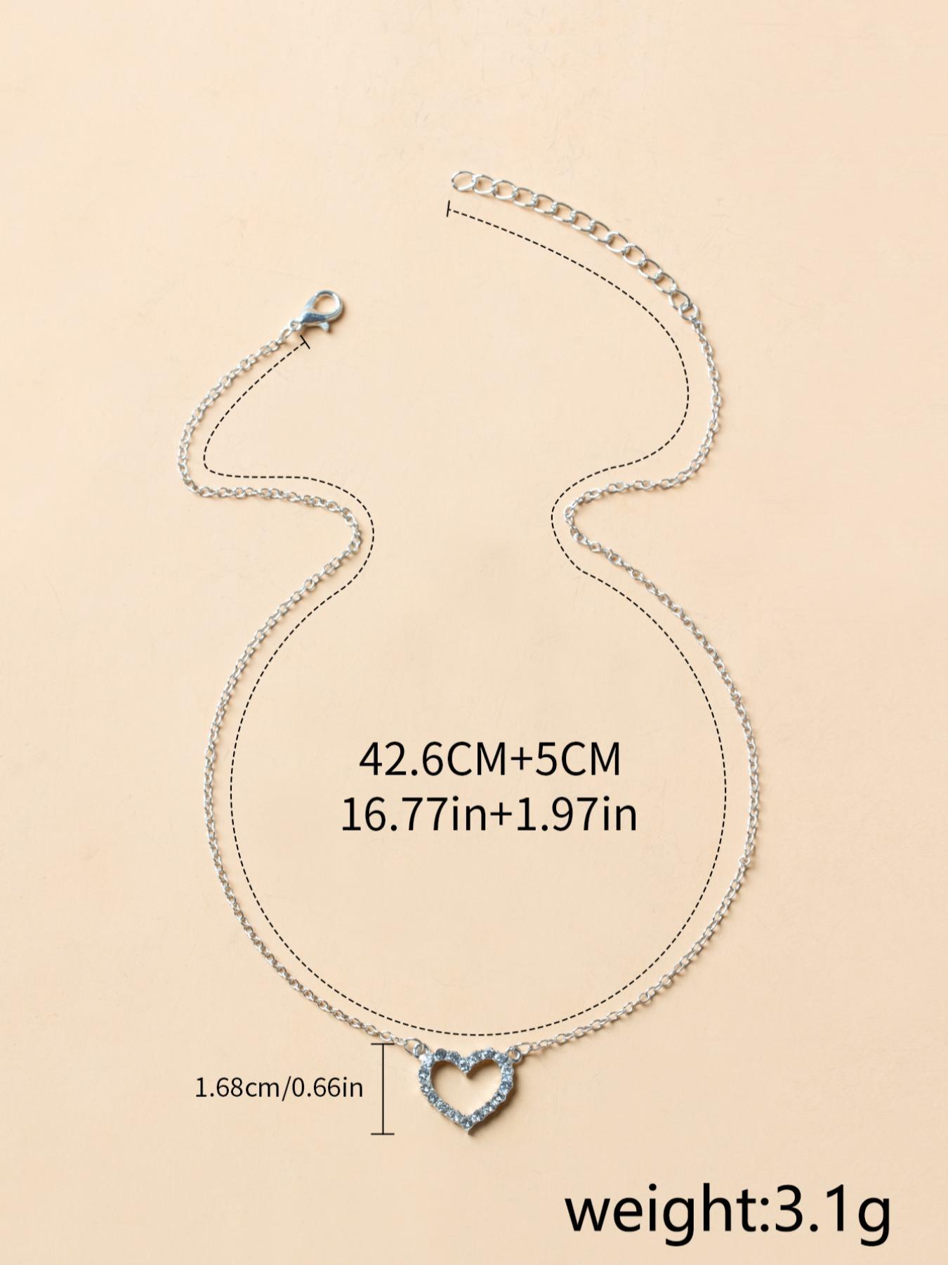 Elegant Rhinestone Heart Shaped Design Pendant Necklace for Women, Stainless Steel Jewelry for Gift, Fashionable Accessories for Daily Decoration As Gift, Mother's Day Gifts
