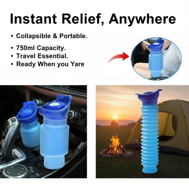 1set Urinal Car Urinal Bucket Outdoor Standing Urine Emergency Travel Portable Reusable Shrinkable Camping Toilet Urine Leak