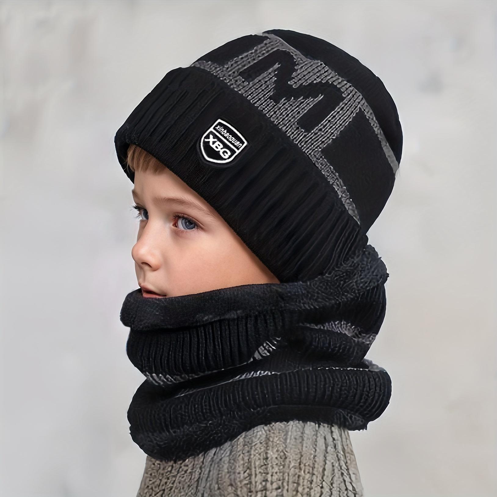 2pcs Kids' Winter Hat & Scarf Set - Thick Warm Beanie with Ear Flaps, Stretchy Fit, &, Perfect for Outdoor Play, School, Christmas, Winter Hat For Boys, School Winter Wear, Festive Winter Wear, Soft Winter Wear