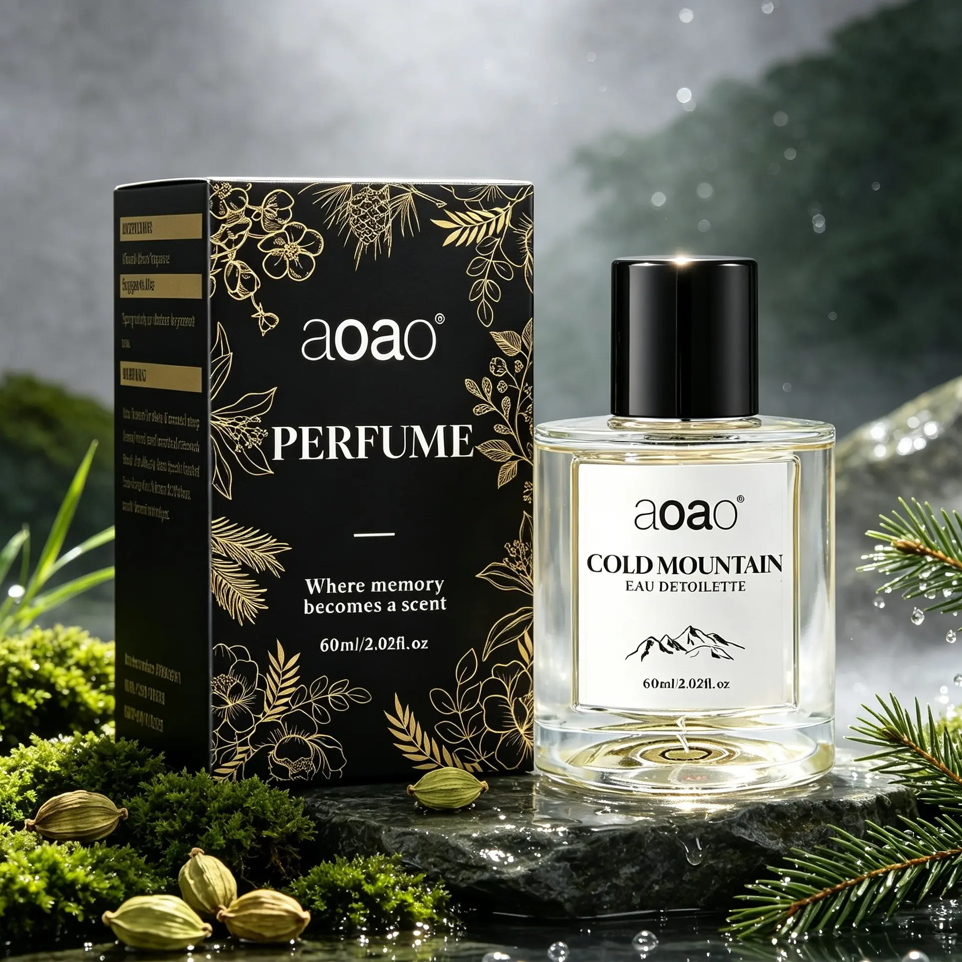 Cold Mountain Woman Eau De Parfum 60ML, Long-Lasting Fresh Cardamom Scent, Mossy and Woody Notes, Perfect for Daily Use