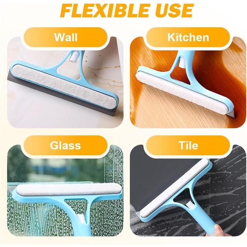 3 in 1 Window Cleaning Scraper, 2025 New Squeegee for Shower Glass, 3 in 1 Spray Function for Glass Doors for Windows Glass, Mirrors Scraper, Brush. All-Purpose Window Cleaner Tool Hands-Free Flat Floor Mop Bucket Set Suction Cup Sponge Holder for Kitchen