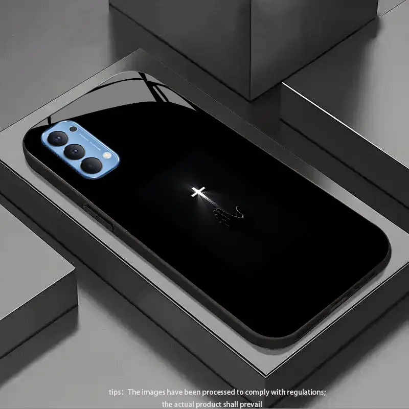 devout cross pattern design suitable for OPPO Reno3 Pro,Find X2 Neo,Reno4,Reno4 Pro,Reno5,Reno5 Z,Reno5 Pro,Reno6,Reno6 Pro,Reno6 Pro+,Reno6 Z,F19 Pro+ Hard Case glass texture Simple design new styles Phone Case