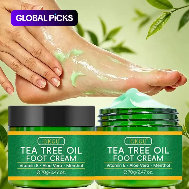 Set of 2 Tea Tree Oil Foot Creams, Foot Cream for Dry Feet, Hydrates Dry Rough & Cracked Skin, Softens & Smooths, Long-Lasting Fresh Fragrance, Gentle All-Season Moisturizing Foot Care Products for Men & Women #GLOBAL PICKS