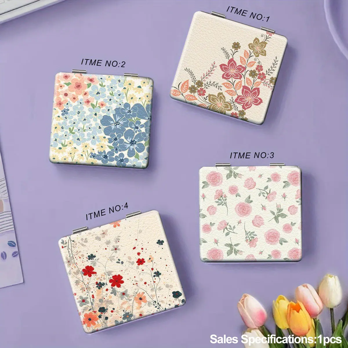 Vintage Floral Print Foldable Hand Mirror, Compact Portable Double-Sided Glass Cosmetic Mirror, Handheld Beauty Tool for Girls, Ideal Gift for Birthday, Valentine’s Day & Wedding