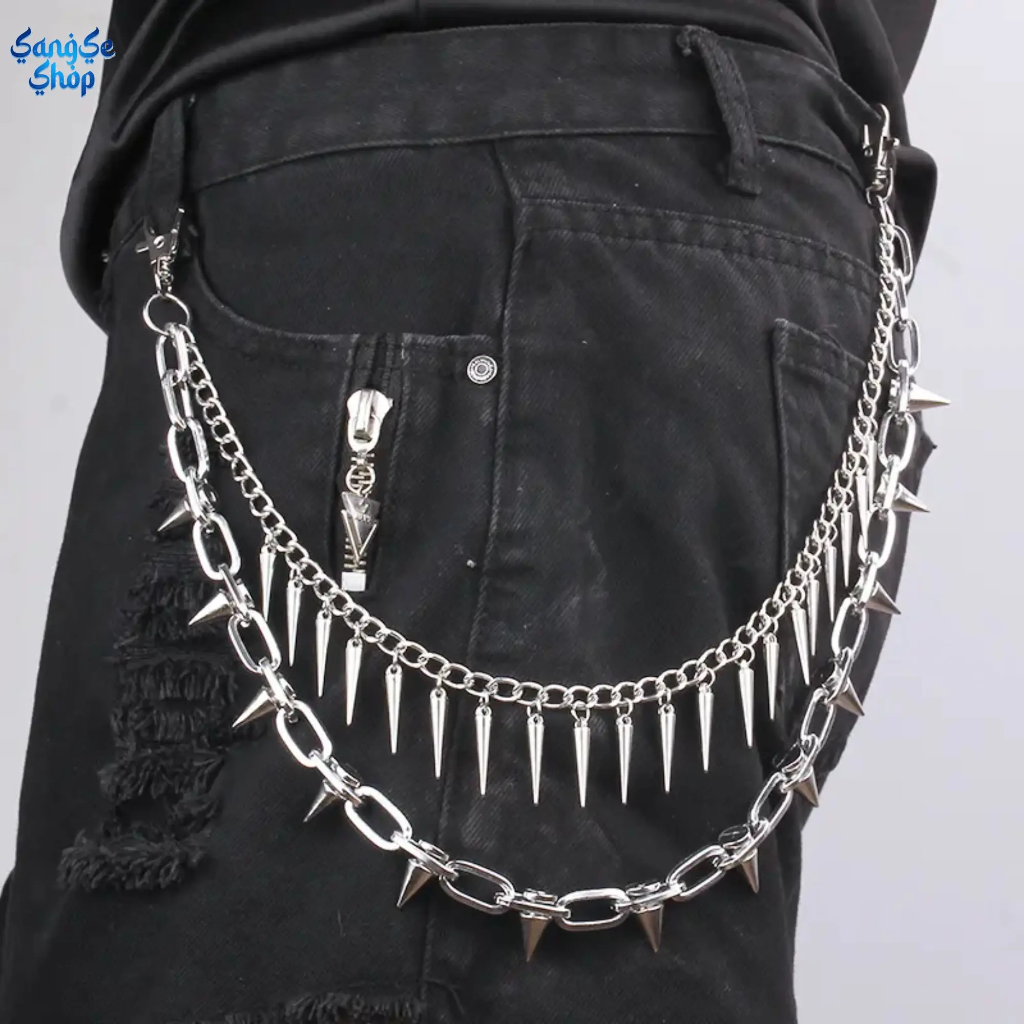 Punk Spikes Pants Chain, Heavy Metal Wallet Chain Belt, Goth Emo Multilayer Jean Chain Accessory, Rock Hip Hop Streetwear Decoration for Men & Women, Club Rave Party Outfit, Y2K Fashion, Summer Trend Gift