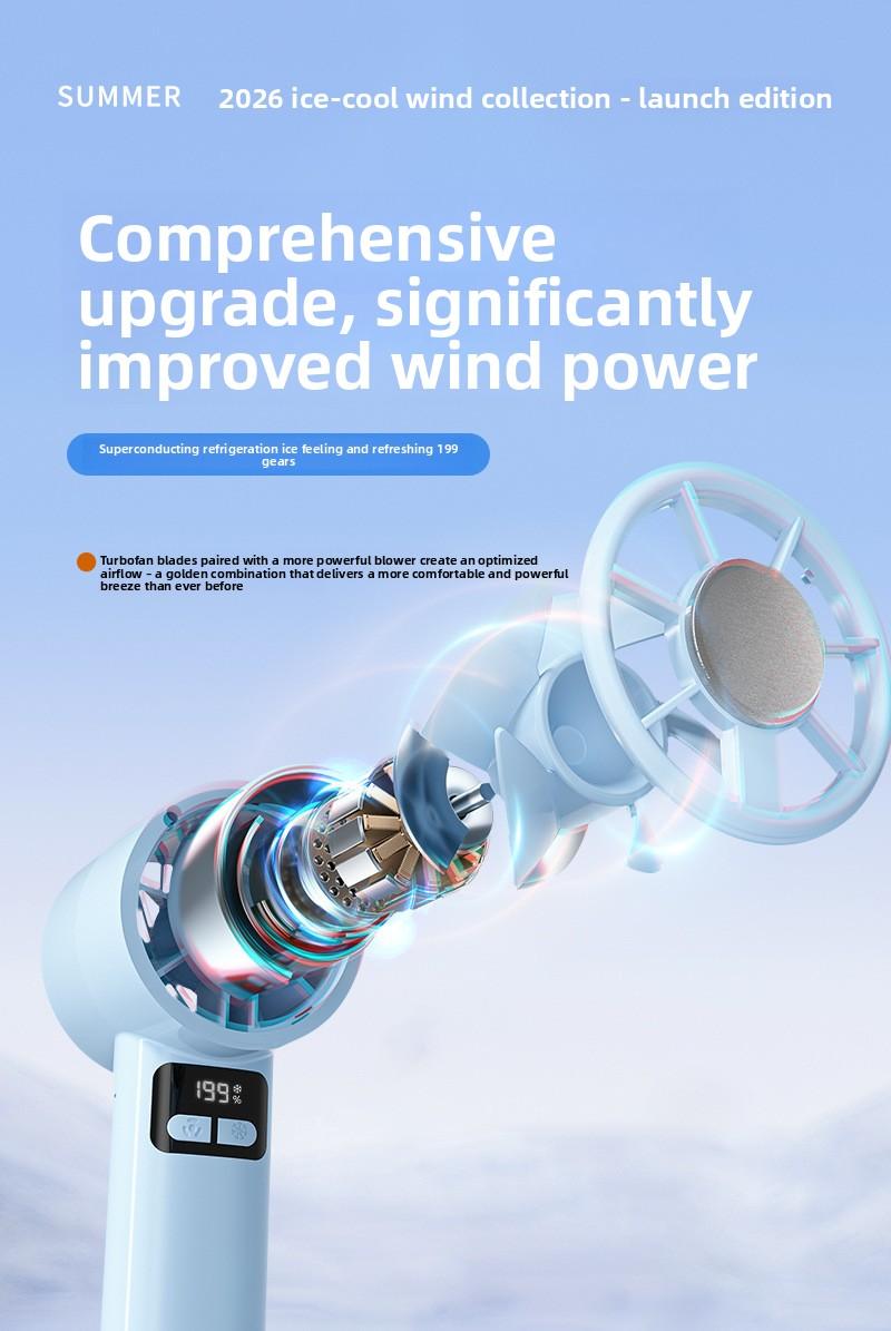 New USB Handheld Fan, Semiconductor Cooling Fan, Five-Speed High-Speed Turbo Fan