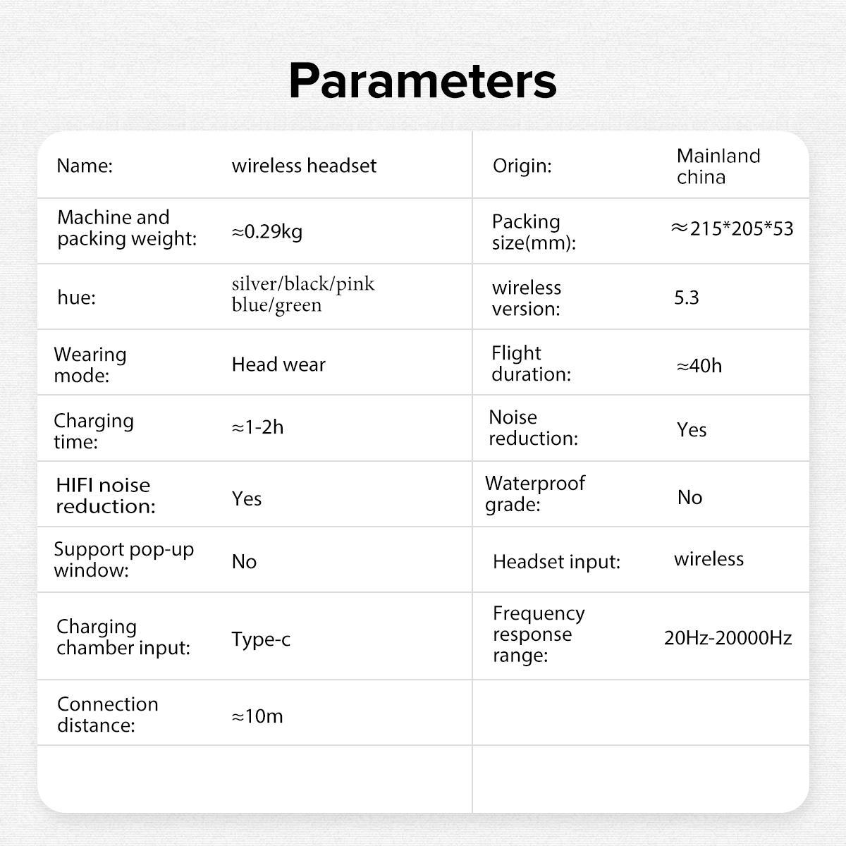 Wireless Over Ear Headphones, Noise Cancelling Headphone with  Microphone Suitable for Daily Use, Stereo Sound Headset for Gaming & Sports, Wireless Earphones