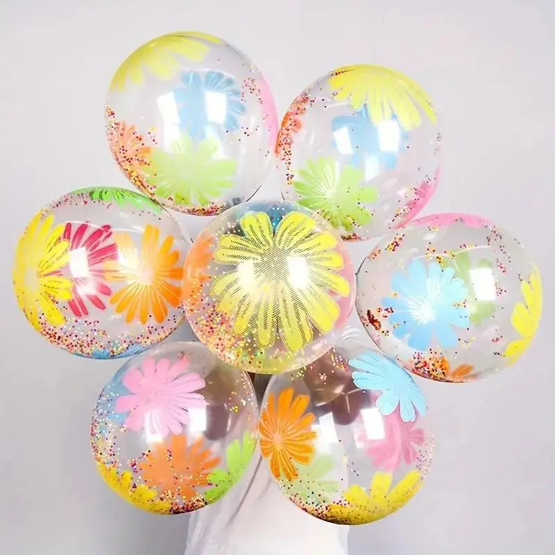 20pcs 12-Inch Floral Daisy Balloons, Multicolor Latex Balloons for Birthday, Anniversary, Graduation, Princess Party Decor, Photo Background