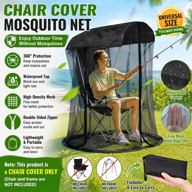 Outdoor camping fishing patio garden mosquito net, swing rocking chair blackout screen, easy-to-install chair mosquito net Top Mesh