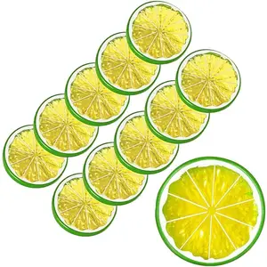 10PCS Green Highly Simulation Lifelike Fake Lime Slice Artificial Fruit Model for Home Party Decoration
