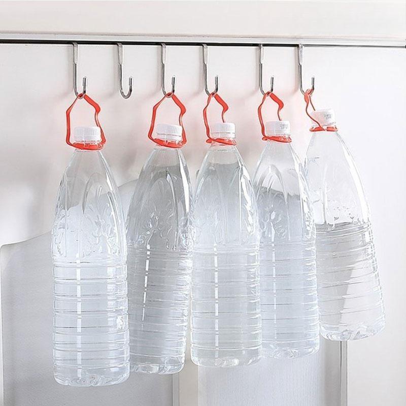 Heavy-Duty Wall Mount Hooks, No Drill Adhesive Hangers for Kitchen Bathroom Office, Rustproof Double Hooks for Utensils Keys Decor, Door & Cabinet Storage Solution