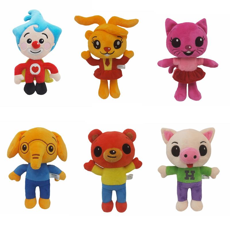 6Pcs Plim Plim Plush Dolls Cute Animal Plush Toys Set - Soft Stuffed Bear Cat Elephant Pig Bunny Clown Figures for Toddlers Kids Boys Girls, Kawaii Room Decor Aesthetic, Birthday Party Favor Supplies, Cuddly Hugging Pillows, TikTok Viral Plushie Gift Set