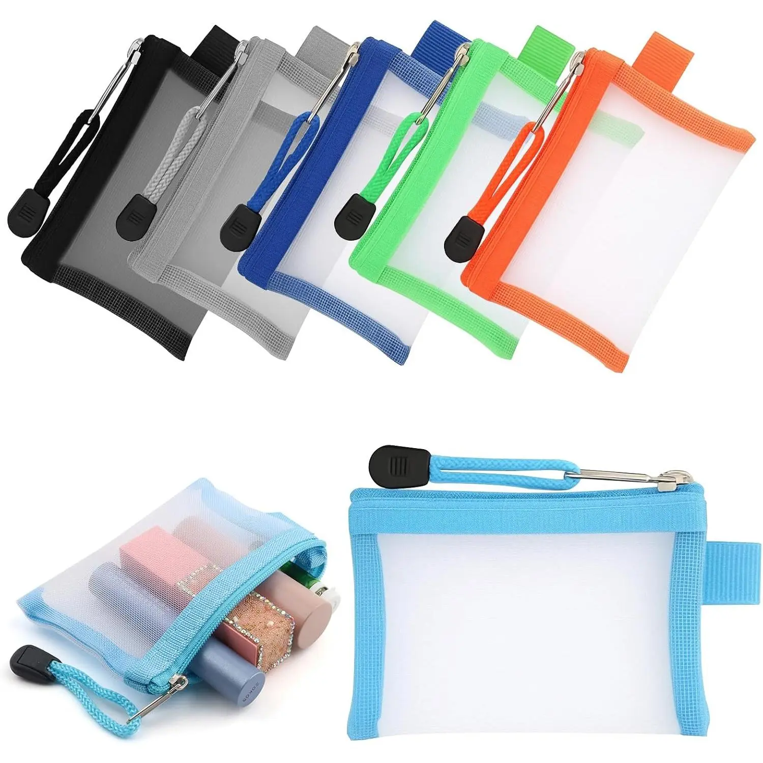 6 Pack Mini Mesh Pouch with Zipper, 3 x 4.5 Inch Small Mesh Zipper Pouch | Nylon, Portable, Travel Organizer for  Toiletries Lipstick  Card Key Holder, 6 Colors