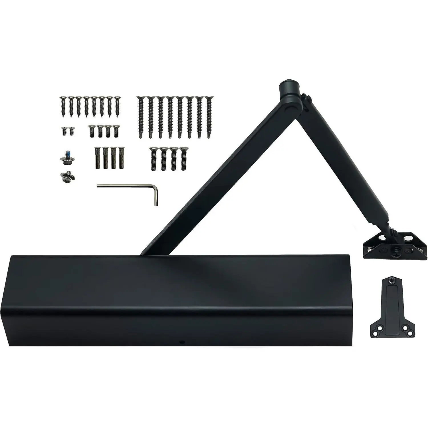 Door Closer Commercial Grade 1, Automatic Door Closer Heavy Duty, Fully Adjustable for 44-330LBS Doors, Auto Door Closure High Traffic Areas - ADA Compliant & UL Listed, Matte Black, DK8000